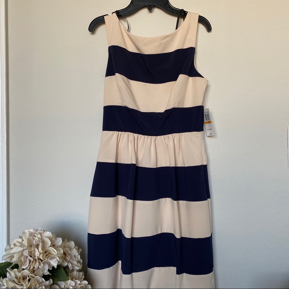 NWT  B. Darlin Navy & Cream Striped Dress
